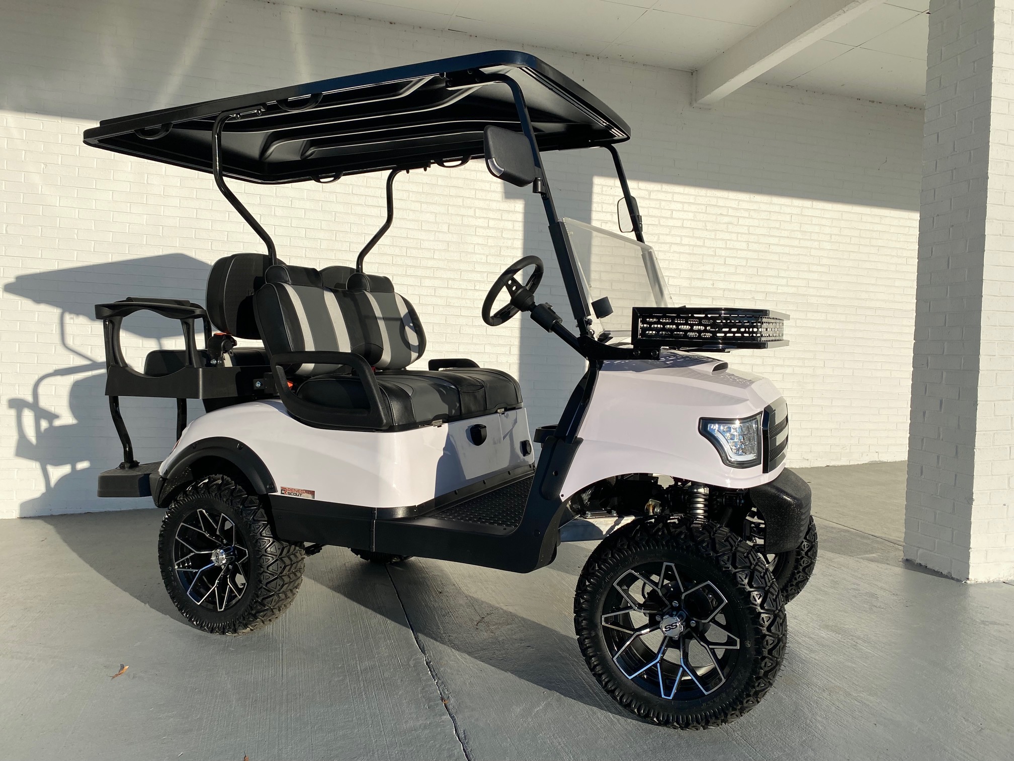White Renegade Golf Cart Scout Body Lithium Loaded